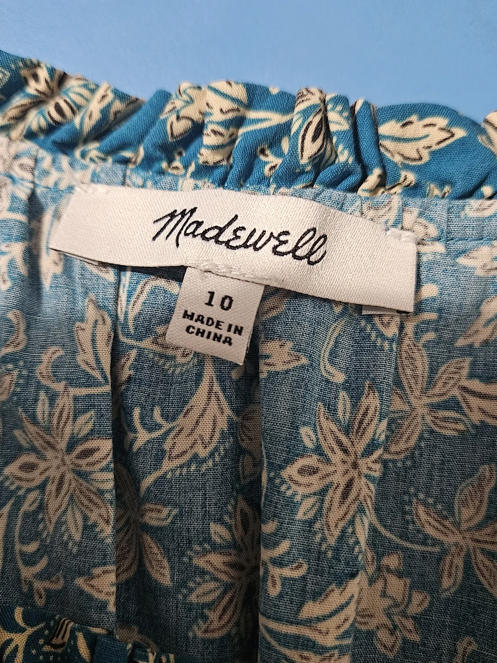 Madewell Scoopneck Puff-Sleeve Top in Floral Size 10 (Large)